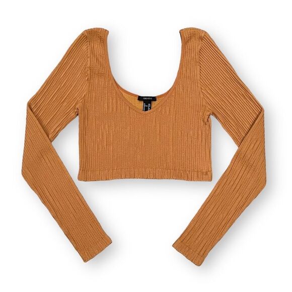 Forever 21 Orange Long Sleeves Cropped Top M/L - Picture 8 of 8